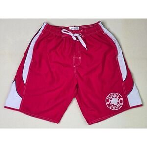 TYR Men's Swim Trunks Shorts Size M Red White Deck-X Lifeguard w/ Comfort Liner